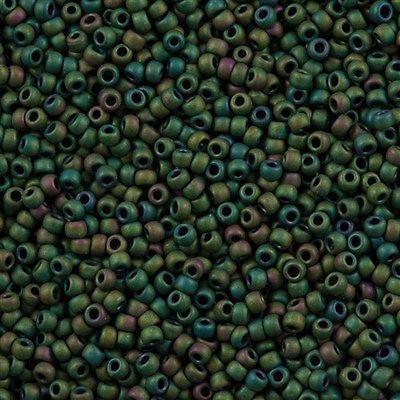 Toho Round Seed Bead 8/0 Matte Green Iris 5.5-inch tube (707)