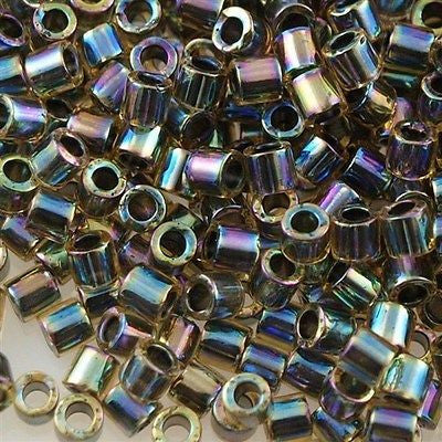 Miyuki Delica Seed Bead 8/0 Amber Inside Color Lined Olive AB 6.7g Tube DBL89