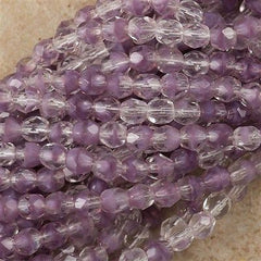 100 Czech Fire Polished 4mm Round Bead Amethyst Crystal (26028)