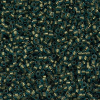 Toho Round Seed Bead 11/0 Matte Gold Lined Aqua 2.5-inch Tube (995F)