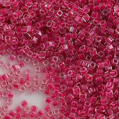 Miyuki 1.8mm Cube Seed Bead Inside Color Lined Raspberry 8g Tube (208)
