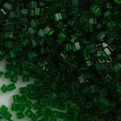Miyuki 3mm Cube Seed Bead Transparent Green 10g (146)