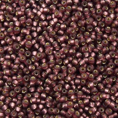 50g Miyuki Round Seed Bead 11/0 Matte Silver Lined Dark Amethyst (13F)