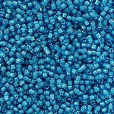 Miyuki Delica Seed Bead 11/0 Ocean Blue Inside Dyed Color White 2-inch Tube DB1783
