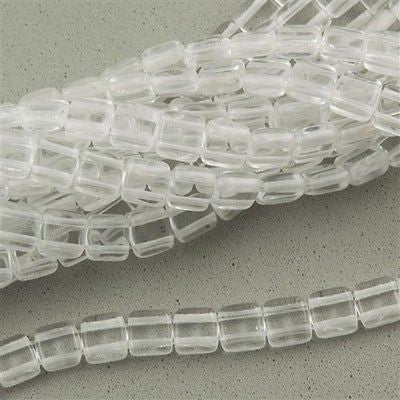 50 CzechMates 6mm Two Hole Tile Beads Crystal T6-00030