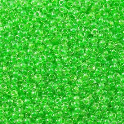 50g toho Round Seed Bead 8/0 Inside Color Lined Bright Green (805)
