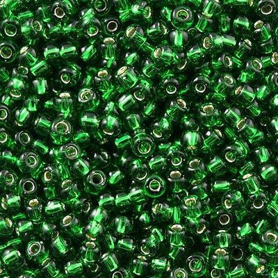 Toho Round Seed Bead 8/0 Silver Lined Dark Green 5.5-inch tube (27B)