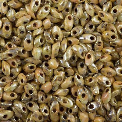 Miyuki Long Magatama Seed Bead Opaque Yellow Picasso Luster 8g Tube (4512L)