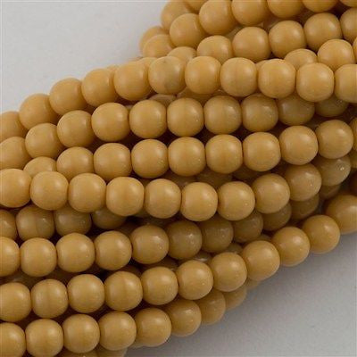 200 Czech 4mm Pressed Glass Round Beads Opaque Medium Beige (13040)