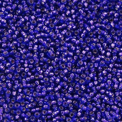 Miyuki Round Seed Bead 15/0 Silver Lined Dyed Royal Purple 10g Tube (1446)