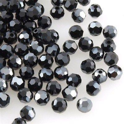 12 TRUE CRYSTAL 4mm Faceted Round Bead Jet Hematite (280 HEM)