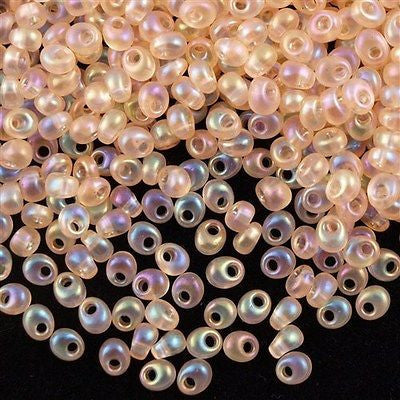 Miyuki 4mm Magatama Seed Bead Transparent Light Peach AB 23g Tube (2132)