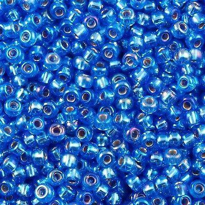 50g Miyuki Round Seed Bead 11/0 Silver Lined Sapphire AB 11-1019