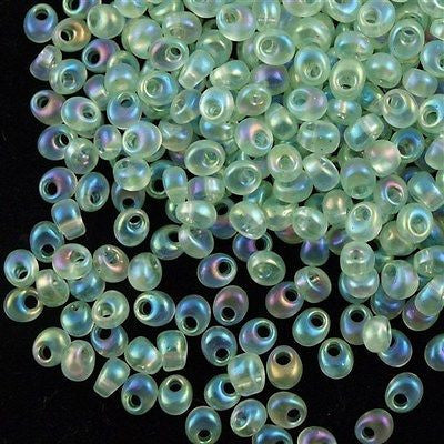 Miyuki 4mm Magatama Seed Bead Transparent Pale Green AB 23g Tube (2134)