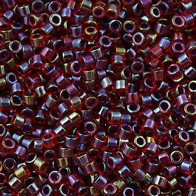 Miyuki Delica Seed Bead 11/0 Inside Dyed Color Red Cranberry 2-inch Tube DB296