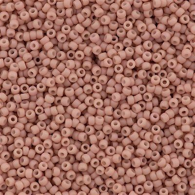 Toho Round Seed Bead 15/0 Opaque Matte Shell Pink 2.5-inch Tube (764)