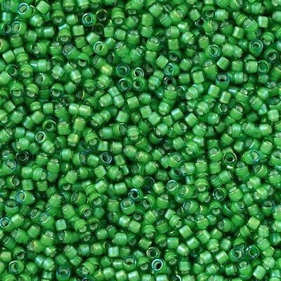 Miyuki Delica Seed Bead 11/0 Inside Dyed Color Green White 2-inch Tube DB1787