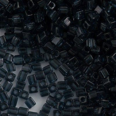 Miyuki 3mm Cube Seed Bead Transparent Dark Blue 10g (2411)
