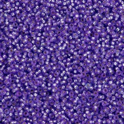 Miyuki Round Seed Bead 15/0 Dyed Semi Matte Silver Lined Purple 2-inch Tube (1654)