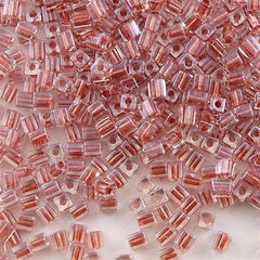 Miyuki 4mm Cube Seed Bead Inside Color Lined Dusty Rose 19g Tube (2601)