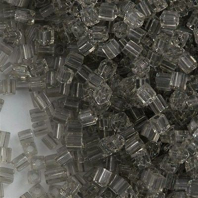 Miyuki 3mm Cube Seed Bead Transparent Taupe 10g (2412)