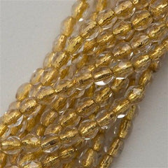 100 Czech Fire Polished 3mm Round Bead Jonquil Copper Line (80130CL)