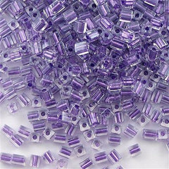 Miyuki 3mm Cube Seed Bead Inside Color Lined Purple 10g (2607)