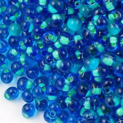 Miyuki Drop Fringe Seed Bead Green Lined Blue 10g (F31)