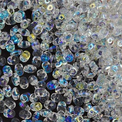 Super Duo 2x5mm Two Hole Beads Crystal AB 22g Tube (00030X)