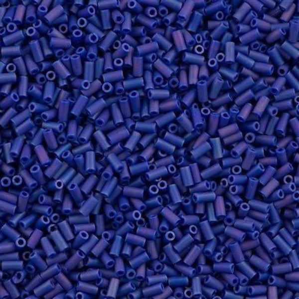 Miyuki 3mm Bugle Bead Matte Opaque Cobalt AB 5-inch Tube (414FR)