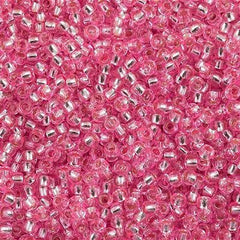 Toho Round Seed Beads 6/0 Silver Lined Transparent Pink 2.5-inch tube (38)