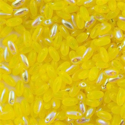 Czech Rizo 2.5x6mm Beads Milky Yellow AB 21g Tube (81210AB)