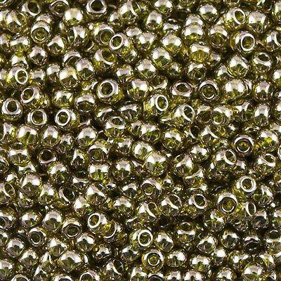 50g toho Round Seed Bead 8/0 Gold Luster Green Tea (457)