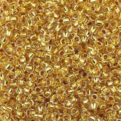50g toho Round Seed Bead 8/0 24kt Gold Lined Crystal (701)
