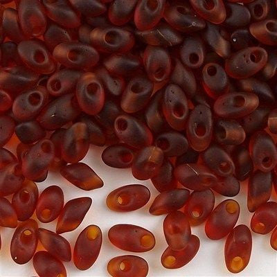 Miyuki Long Magatama Seed Bead Transparent Matte Dark Amber 8g Tube (134F)