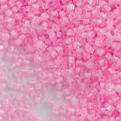 Miyuki 1.8mm Cube Seed Bead Inside Color Lined Pink 8g Tube (207)