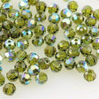 12 TRUE CRYSTAL 4mm Faceted Round Bead Olivine AB (228 AB)