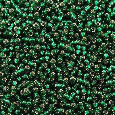 Miyuki Round Seed Bead 8/0 Silver Lined Dark Emerald 22g Tube (27)
