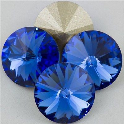 Four TRUE CRYSTAL 14mm Rivoli Sapphire (206)