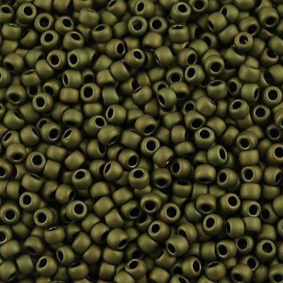 Toho Round Seed Bead 8/0 Matte Olive 2.5-inch tube (617)