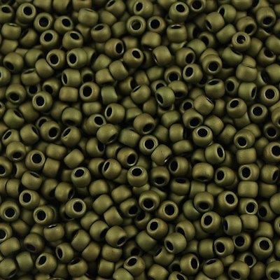 Toho Round Seed Bead 8/0 Matte Olive 2.5-inch tube (617)