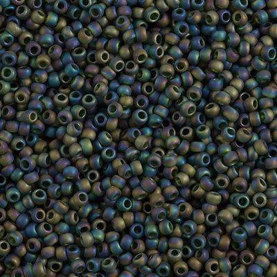 50g toho Round Seed Bead 8/0 Transparent Matte Moss AB (180F)