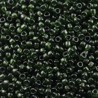Toho Round Seed Beads 6/0 Transparent Moss 5.5-inch tube (940)
