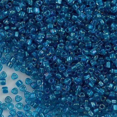 Miyuki Triangle Seed Bead 8/0 Sparkle Blue Lined Aqua AB 23g Tube (1823)