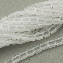 50 CzechMates 6mm Two Hole Tile Beads Matte Crystal T6-00030M