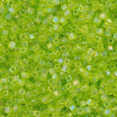Miyuki 1.8mm Cube Seed Bead Transparent Lime AB 8g Tube (258)