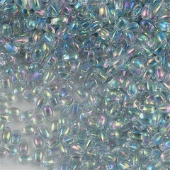 Miyuki Long Drop Seed Bead Transparent Light Marine Blue Gold Luster 24g Tube (2443)