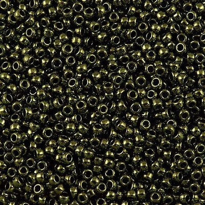 Toho Round Seed Bead 8/0 Dark Chocolate Bronze Gold Luster 5.5-inch tube (422)