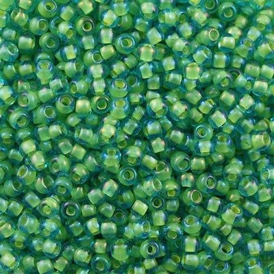 Toho Round Seed Bead 8/0 Inside Color Lined Yellow Aqua 2.5-inch tube (307)