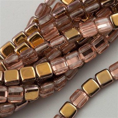 50 CzechMates 6mm Two Hole Tile Beads Apollo Gold (27101)